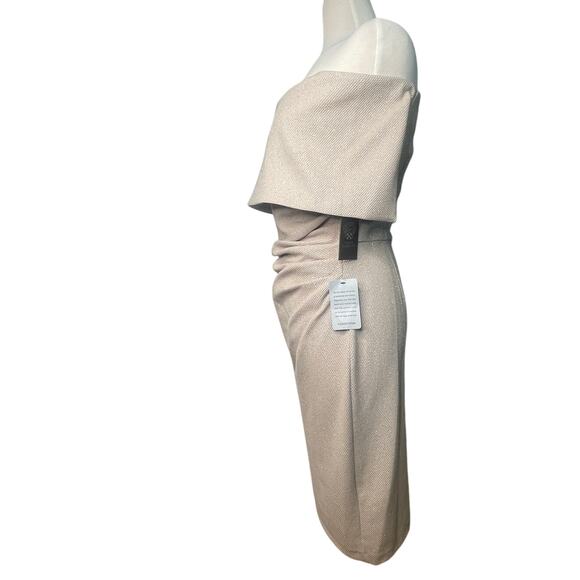 Vince Camuto Champagne Shimmer Off The Shoulder Sheath Dress Size 8 NWT - Picture 4 of 10